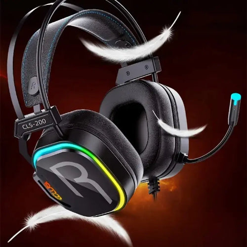 Gaming headset with RGB lighting on a dark background
