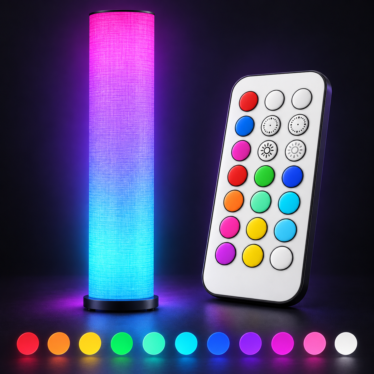 Smart RGB Floor Lamp colour modes and remote control