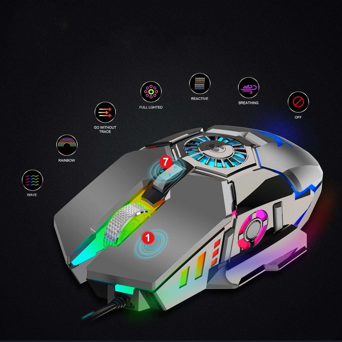 PixelFury™ RGB Wired Mouse — RGB Illuminations product view 4