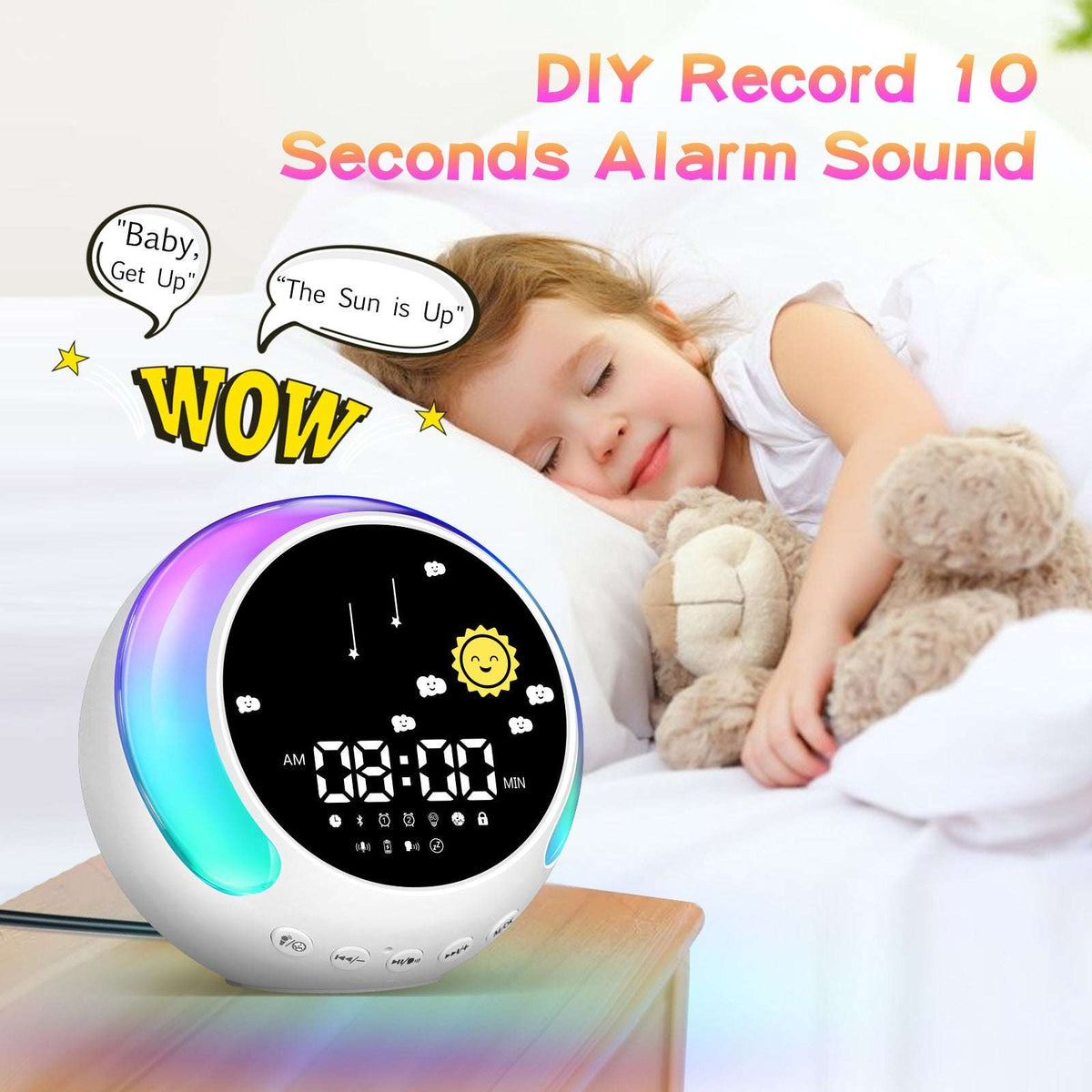 GlowTunes™ Kids Alarm Clock — RGB Illuminations product view 1