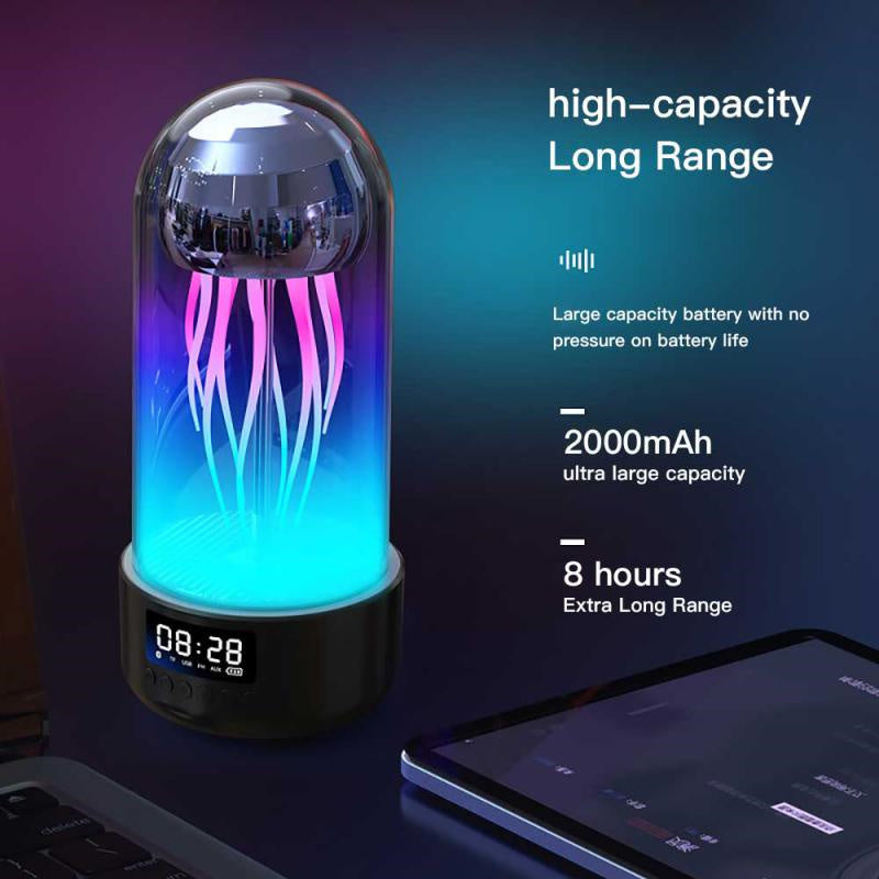 AquaGlow™ ambient jellyfish lamp shown illuminated