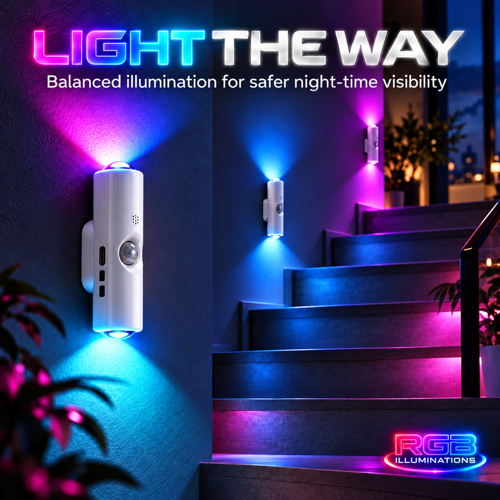 AuraStep™ RGB Motion Sensor Wall Lights – Rechargeable 2-Pack