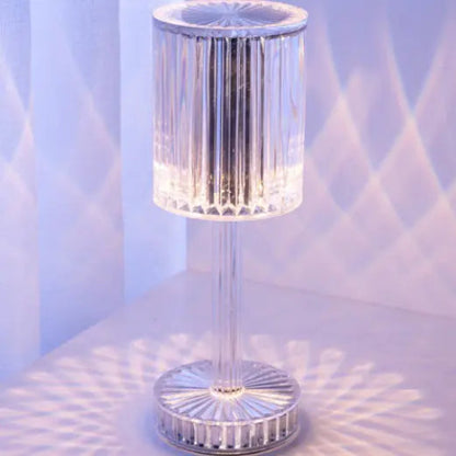 Decorative lamp with a crystal-like design on a white background