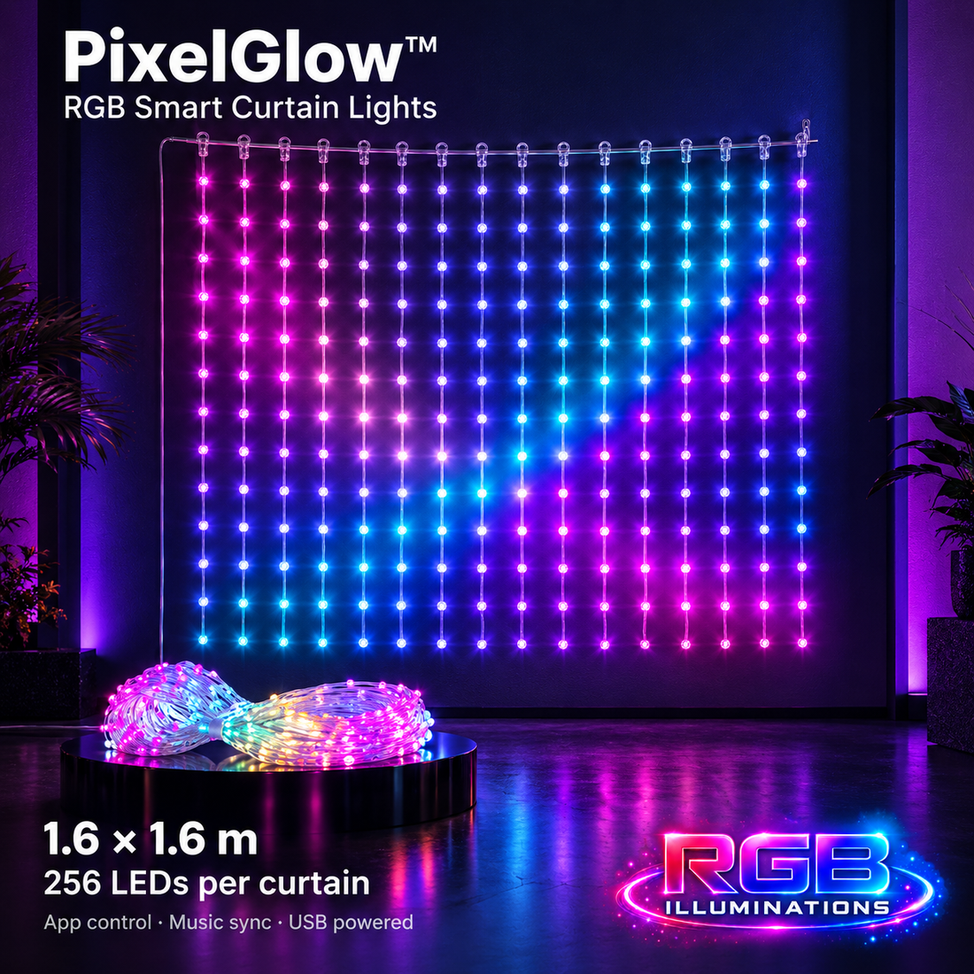 PixelGlow™ RGB Smart Curtain Lights — RGB Illuminations product image