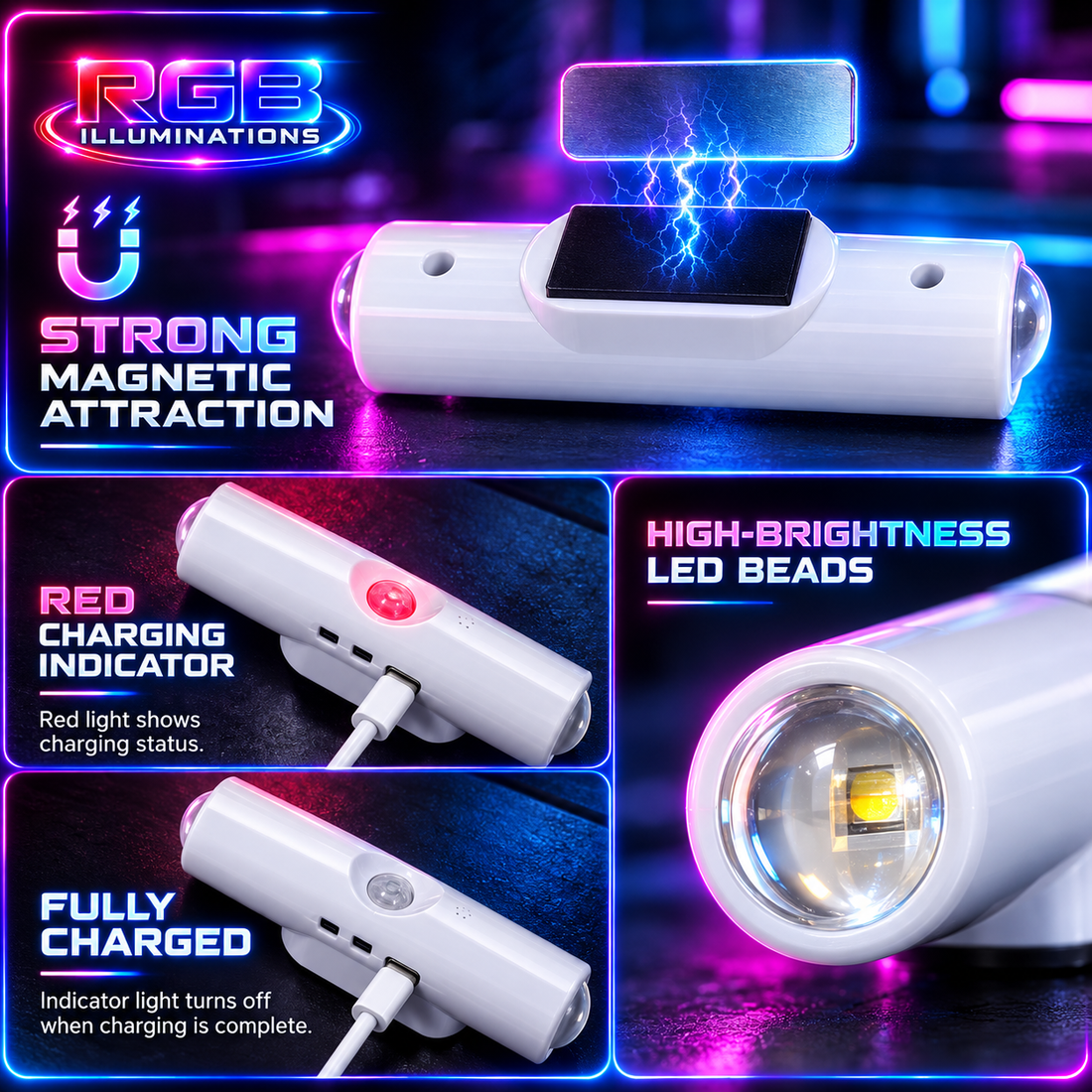 AuraStep™ RGB Motion Sensor Wall Lights – Rechargeable 2-Pack — RGB Illuminations product image