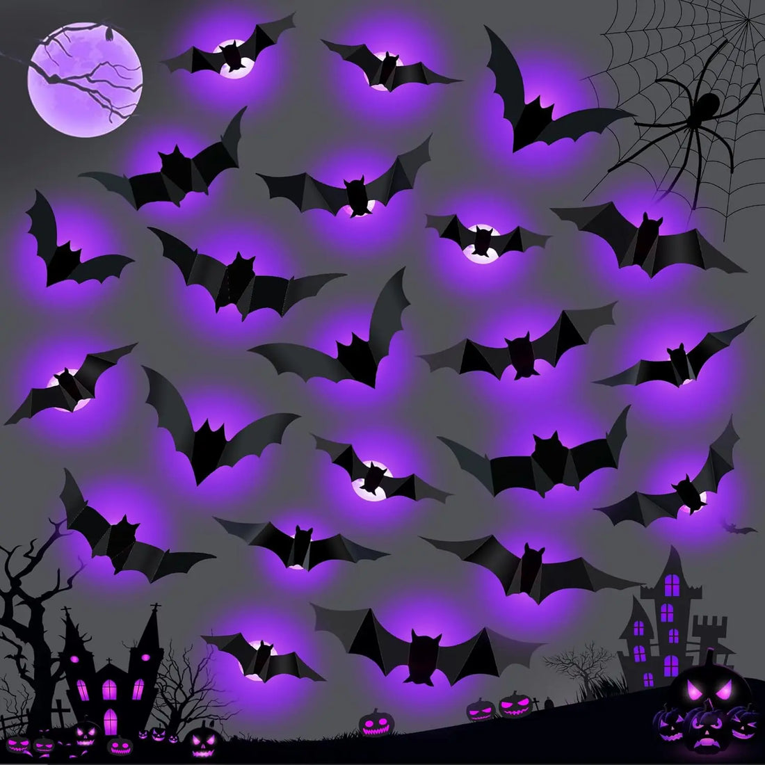EerieSwarm™ 3D LED Bat & Spider Wall Decorations