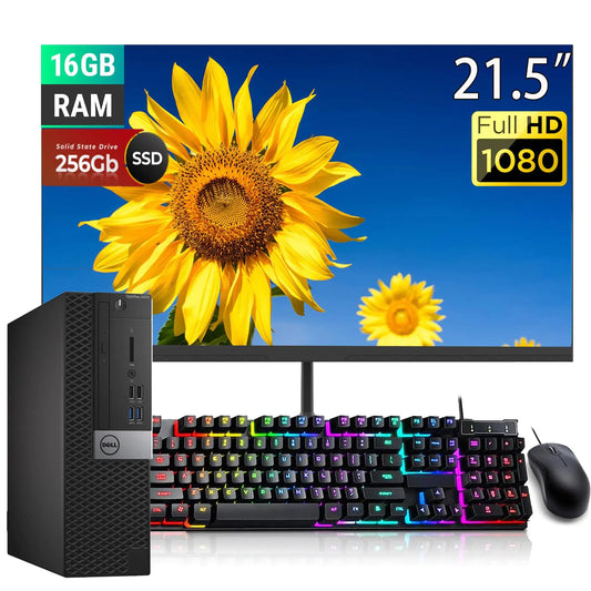 Dell Optiplex 5050 SFF PC & 21.5" FHD Monitor Bundle i5-7500 16GB 256GB - RGB Illuminations RGB Illuminations